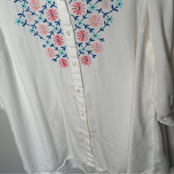 Molly & Isadora Size 1X Button Down Blouse Embroidered Blouse Top Boho Bohemian - Picture 10 of 12